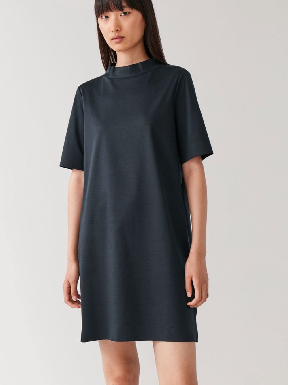 121. COS Boxy Mock Neck Dress Black